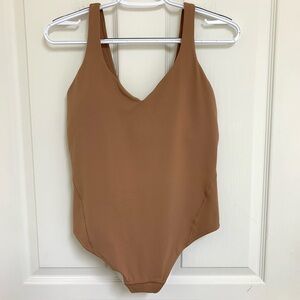 NWOT Lululemon Align Thong Nude Tan Bodysuit Women’s Sz 8 Stretch Soft Sexy